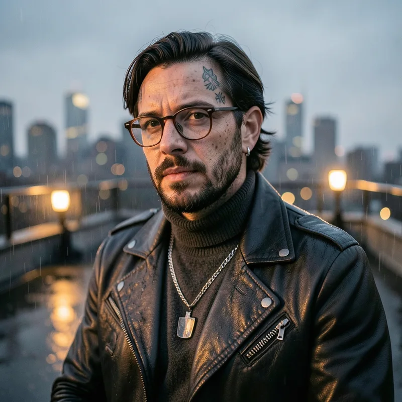 Modern luxury close-up portrait — New York City rooftop