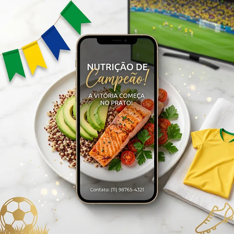 [Copa do Mundo] Fresco e clean post motivacional — Nutrição