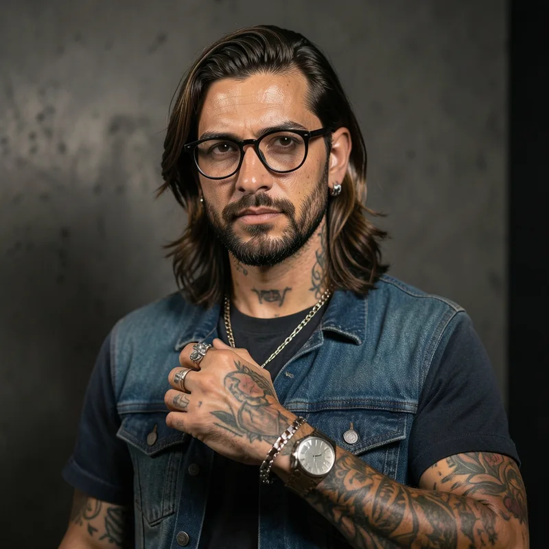Modern luxury waist-up — cinematic studio portrait