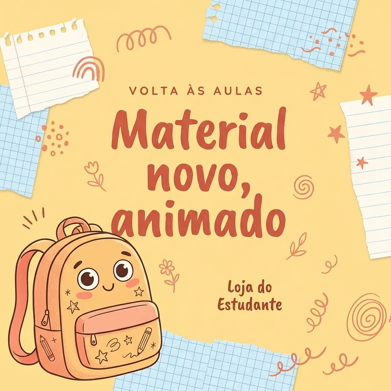Papelaria - Material novo, animado